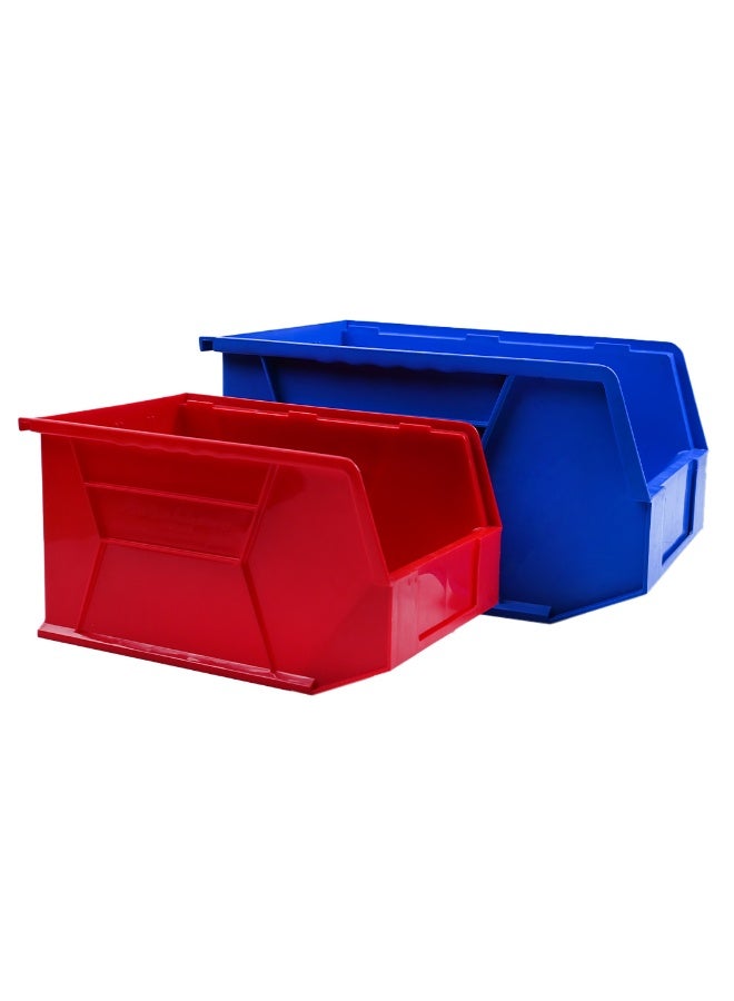 صناعات بلاستيكا ذ.م.م. Wall-Mount Storage Bin - Stackable Storage Box for Garage & Workshop Heavy Duty Plastic Parts Organizer, Stackable Utility Storage Box (Blue, 30x21x16cm) - Image 3